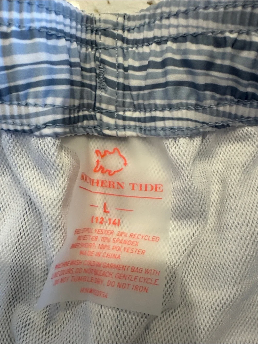 Southern Tide Boys' Light Blue Multi-Stripe Swim Trunks